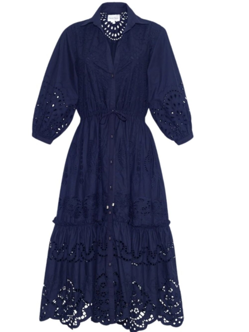 Cara Cara Navy Embroidered Eyelet Hutton Dress sz S